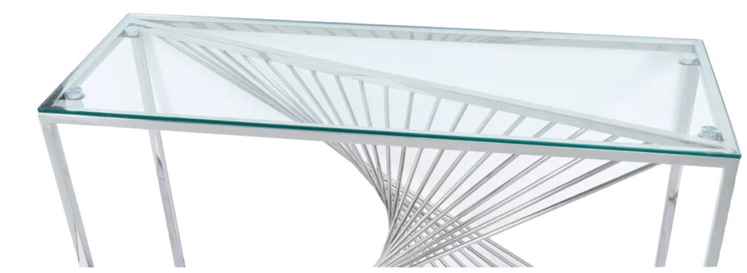 AM Calabria Console Table - Glass and Stainless Steel