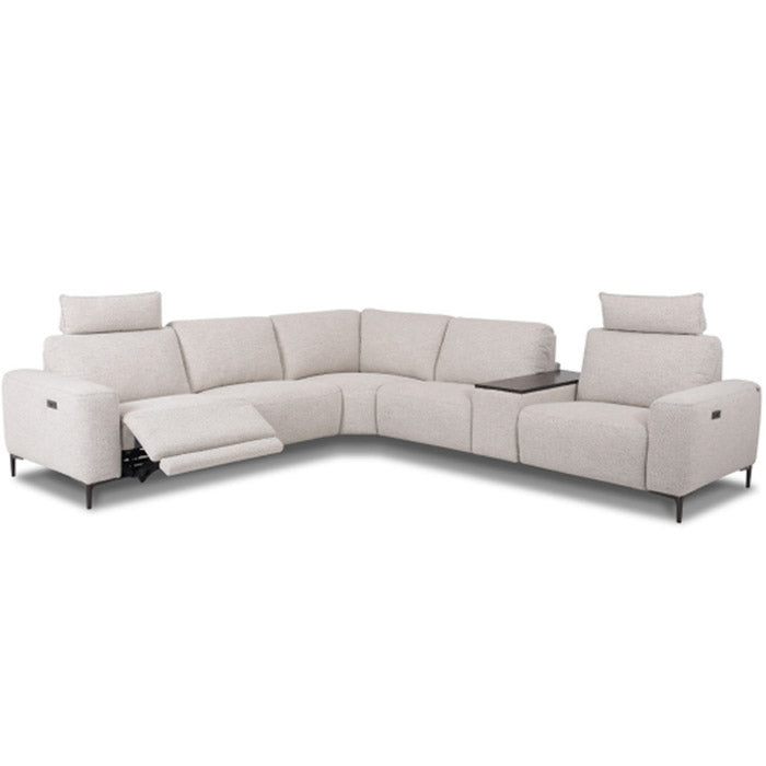 A beige Domus corner sofa with an L-shaped configuration, featuring a low-profile design with adjustable back cushions and a floating sofa aesthetic.