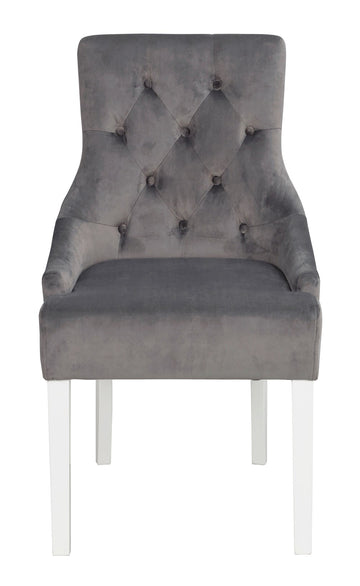 RO Stell Dining Chair Grey Plush/White