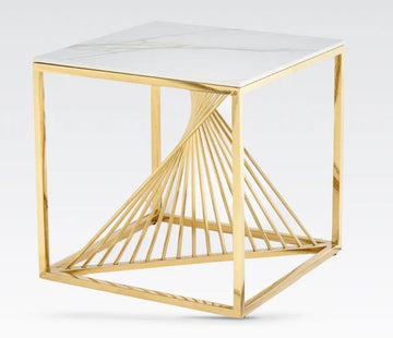 VASAGLE GOLD STONE TOP SIDE TABLE