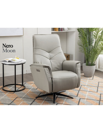 AM Nero Swivel Electric Chair Dual Motor Moon Leather