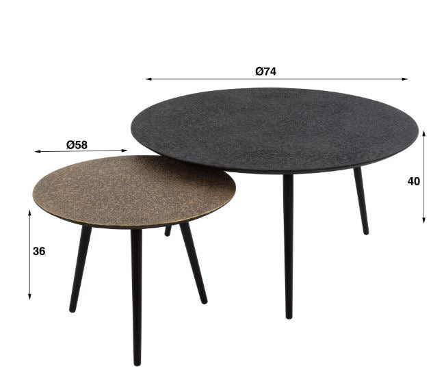 ZI Metallic Coffee Table Round Black Gold