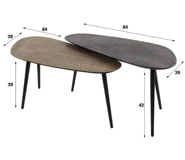 ZI Metallic Coffee Table Kidney Black Gold