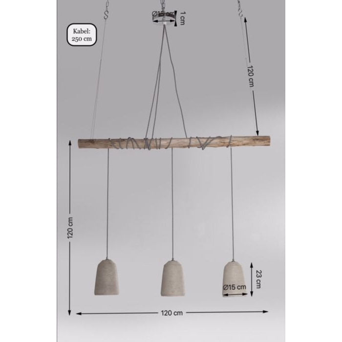 Pendant Lamp Dining Concrete Tre 120cm - Kian Furniture