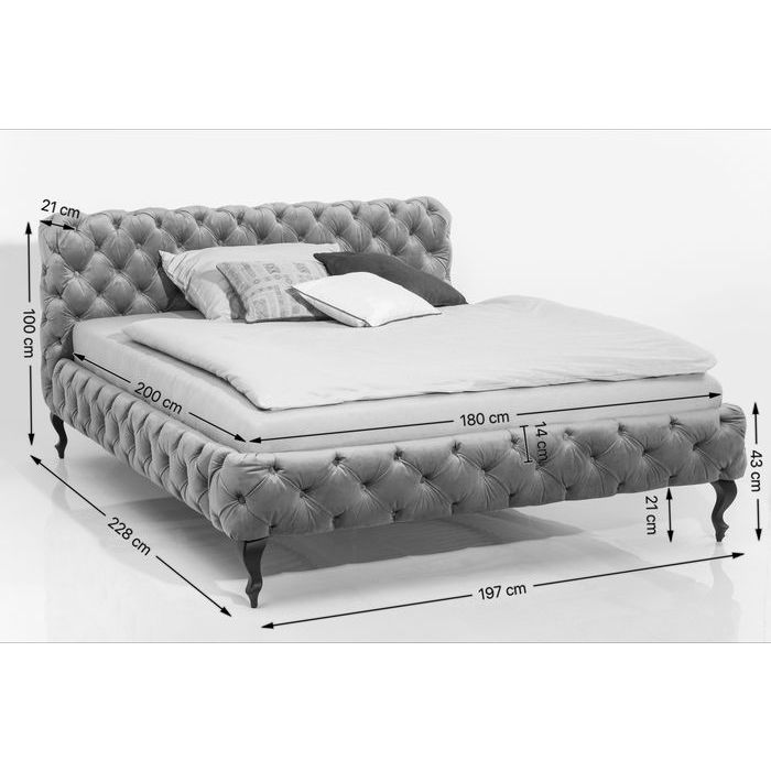 Bed Desire Velvet Silver Grey 180x200 cm - Kian Furniture
