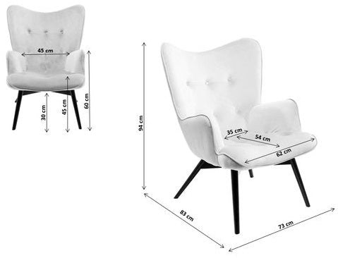 Armchair Black Vicky Velvet Grey