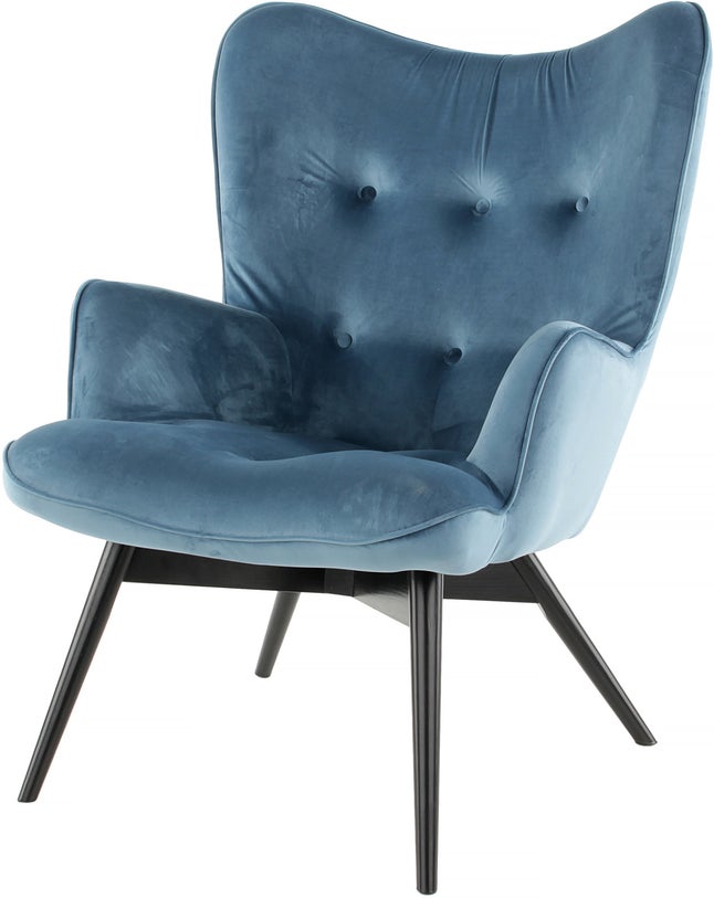 Armchair Black Vicky Velvet Bluegreen