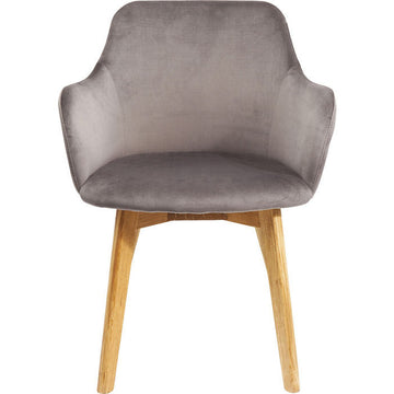 Chair with Armrest Lady Velvet Grey