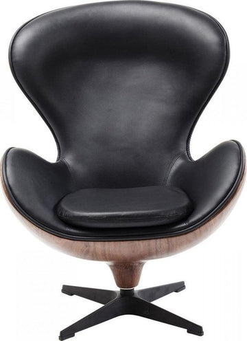Swivel Armchair Lounge Black Walnut