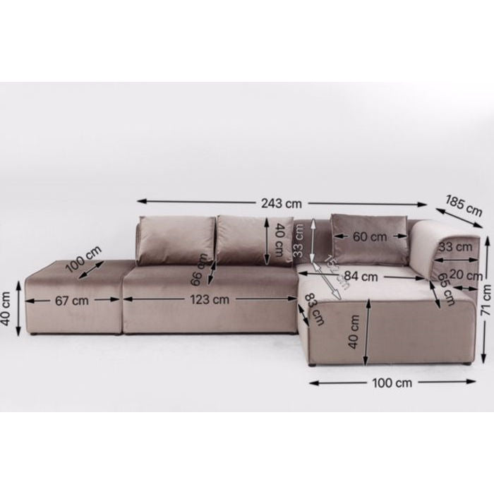 Sofa Infinity Velvet Taupe Right