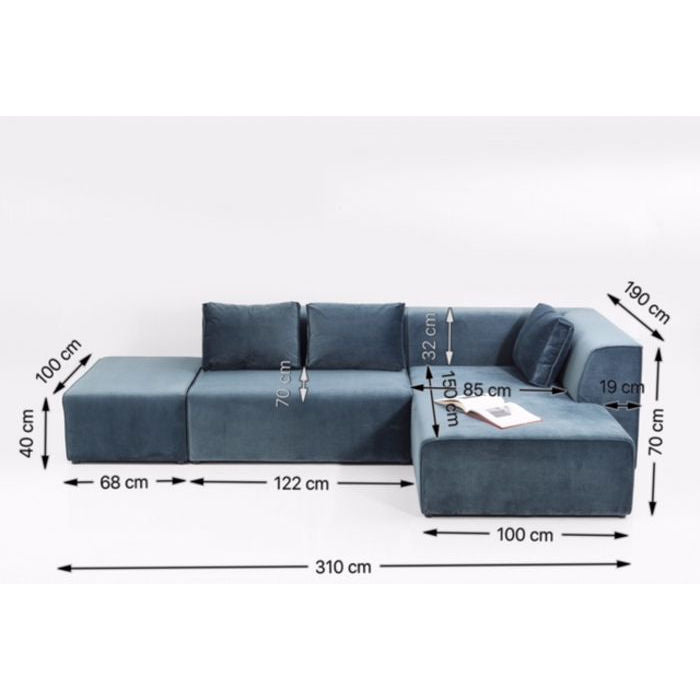 Sofa Infinity Velvet Ocean Right