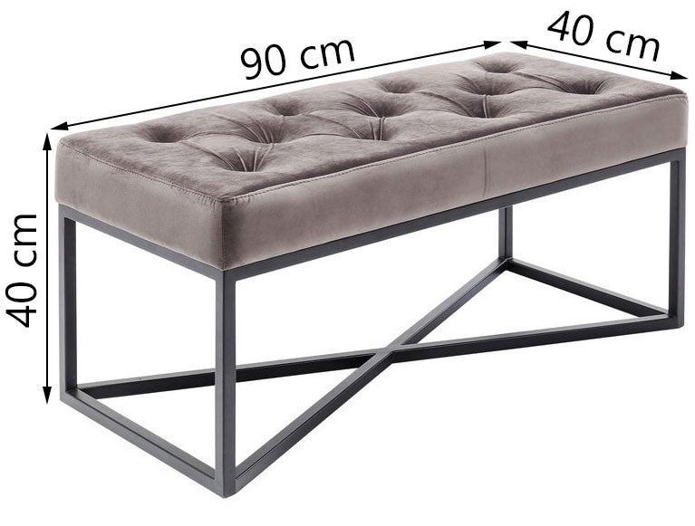 Bench Crossover Grey Black 90x40cm