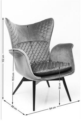 Armchair Tudor Velvet Black