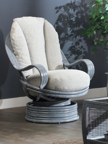 De Nirut Grey Laminated Rattan Swivel Rocker