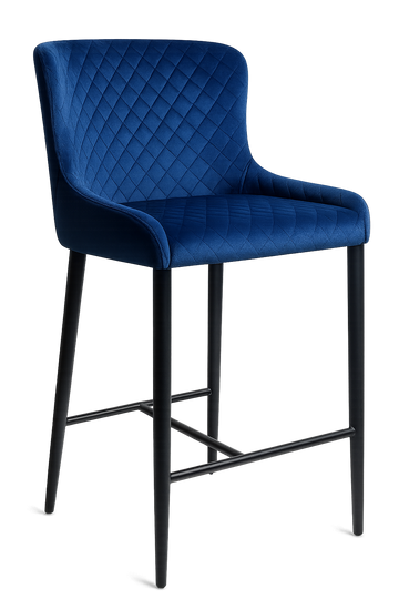CH Alpha Velvet Blue Bar Stool