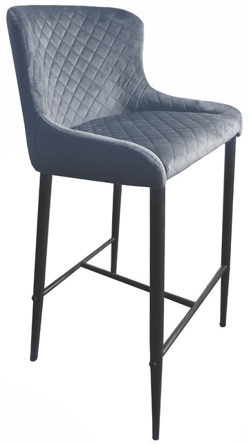 CH ALPHA VELVET GREY BAR STOOL