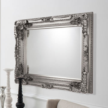 Carved Louis Mirror Silver W895 x H1200mm
