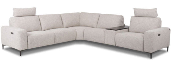 A beige Domus corner sofa with an L-shaped configuration, featuring a low-profile design with adjustable back cushions and a floating sofa aesthetic.