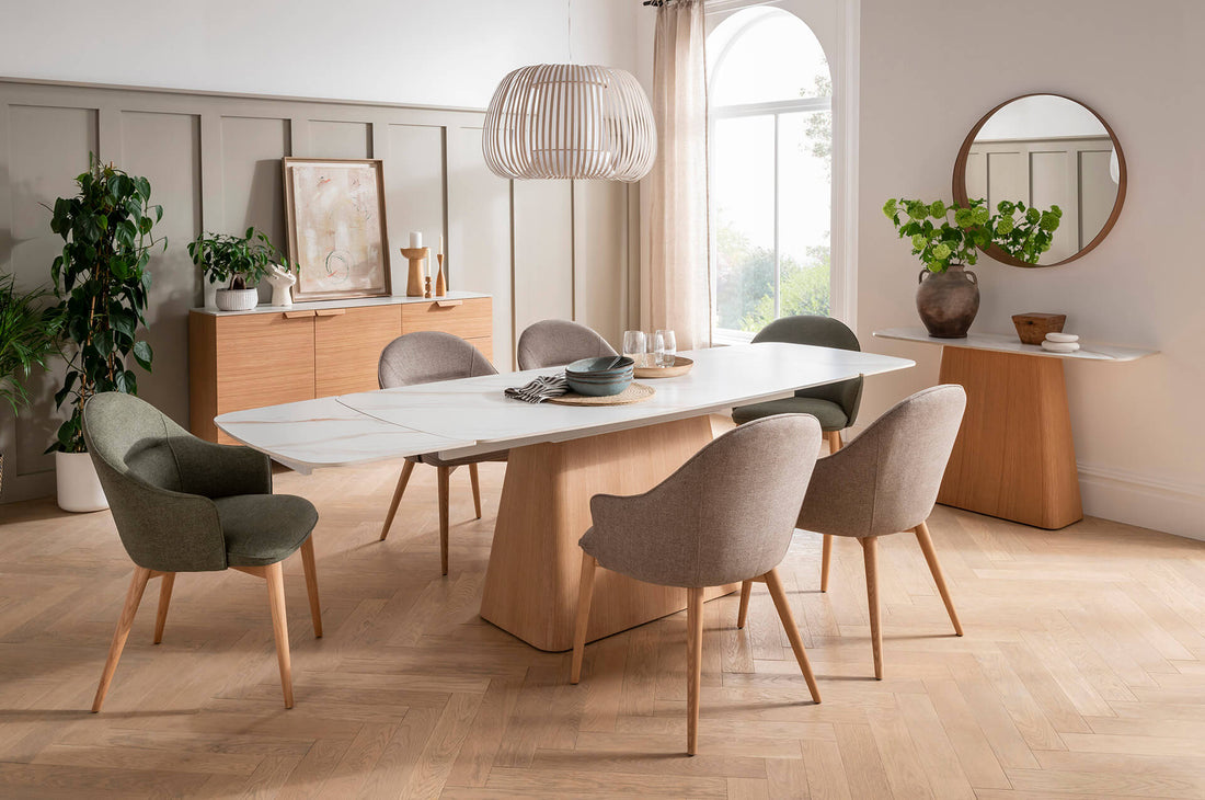 Display Model Evie Rectangle Extending Dining Table Sand