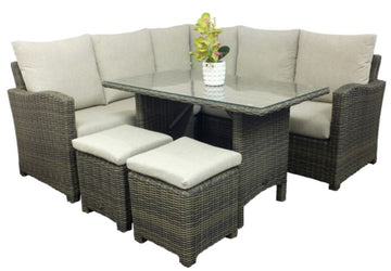 DE Gnol Dnalsi Outdoor Set with Glass Top Table + Cushion