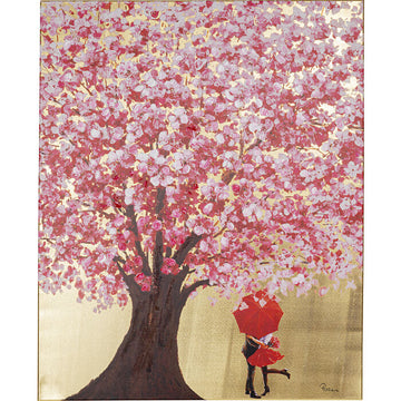 Picture Touched Flower Couple Gold Pink 100x80