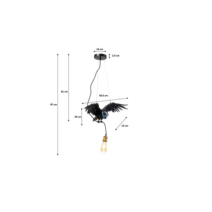 Pendant Lamp Animal Blue Mask Owl Black 57cm
