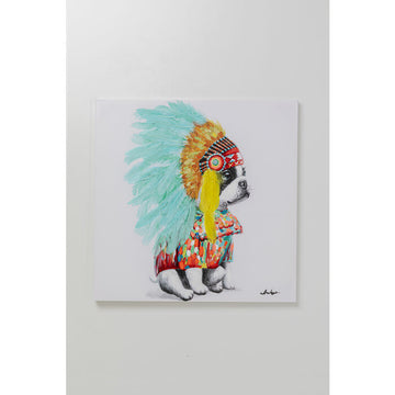 Canvas Picture Headdress Dog 80x80cm