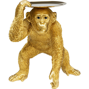 Deco Figurine Butler Playing Chimp Gold 52cm