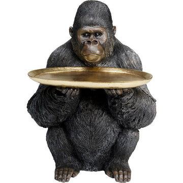 Deco Figurine Butler Gorilla Holding Tray 44cm