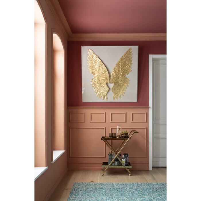 Wall Decoration Wings Gold White 120x120cm