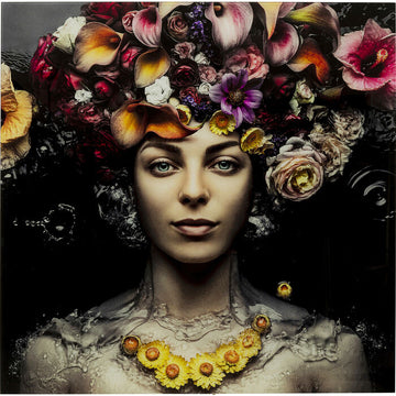 Picture Glass Flower Art Lady 120x120cm