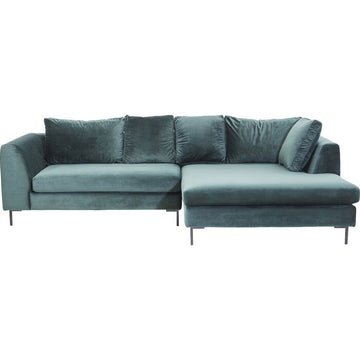 Corner Sofa Gianni Velvet Dark Green Right Black