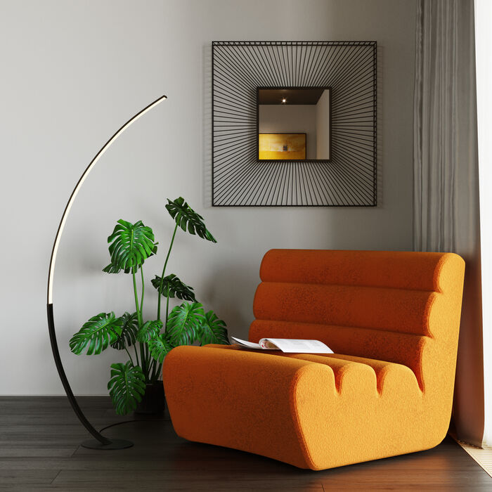 Mirror Dimension Square Black 91x91cm