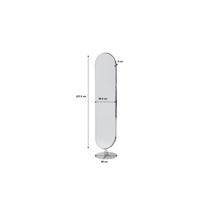 Floor Mirror Curvy Chrom Look 40x170cm