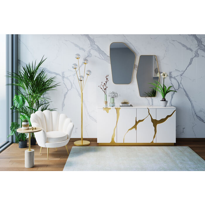 Wall Mirror Shape Hexagon Brass 64x95cm