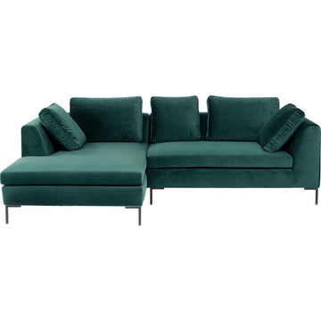 Corner Sofa Gianni Small Velvet Dark Green Left