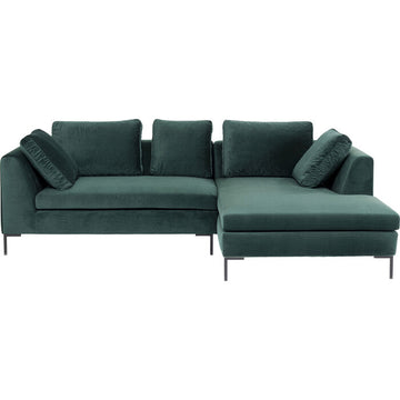 Corner Sofa Gianni Small Velvet Dark Green Right