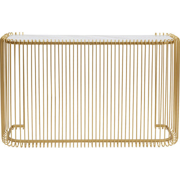Console Wire Glass Marble Gold 142x89cm