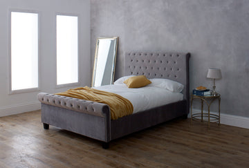 LL Orbit Silver Velvet 6ft Bedstead