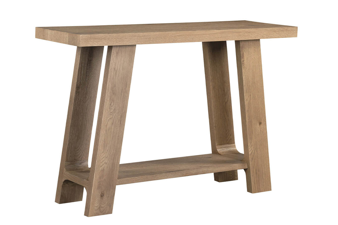 Wooden table with a rustic design on a white background