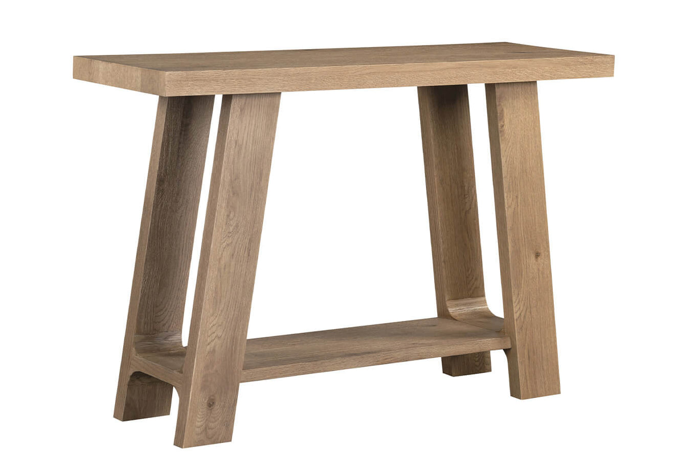 Wooden table with a rustic design on a white background