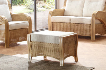 De Arepo Light Oak Cane Footstool
