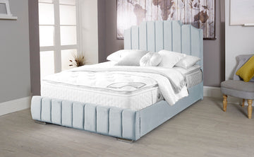 Oced Velvet Silver 4ft Small Double Ottoman Bed