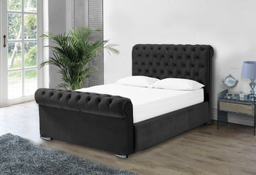 Otneros Velvet Black 4ft Small Double Bed