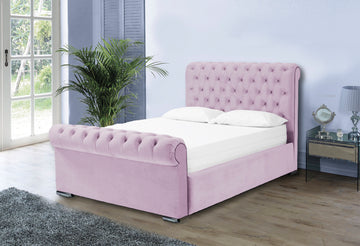 Otneros Velvet Pink 4ft Small Double Ottoman Bed