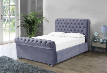 Otneros Velvet Steel 4ft Small Double Ottoman Bed