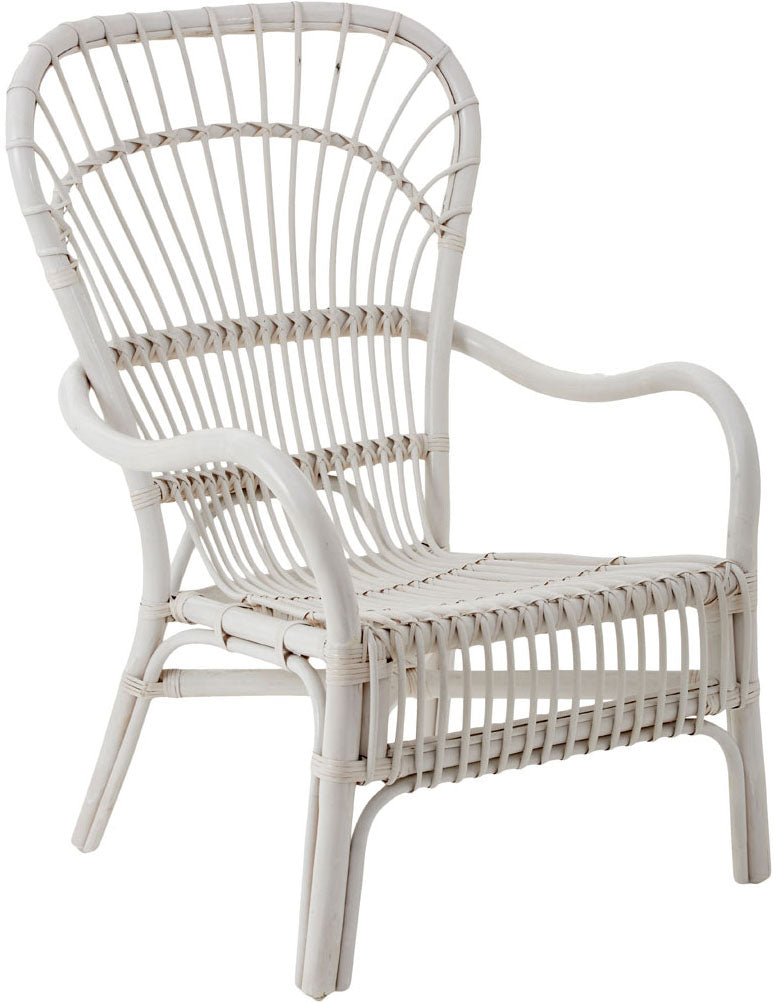 Trevan Rattan White Arm Chair Type - Kian Furniture