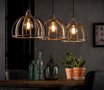 ZI Hanging lamp 3xØ30 ribs sand-cast aluminum.