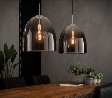ZI Hanging lamp 2xØ40 shaded oval glass