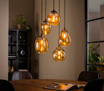 ZI Hanging lamp 5L stepped mix gold